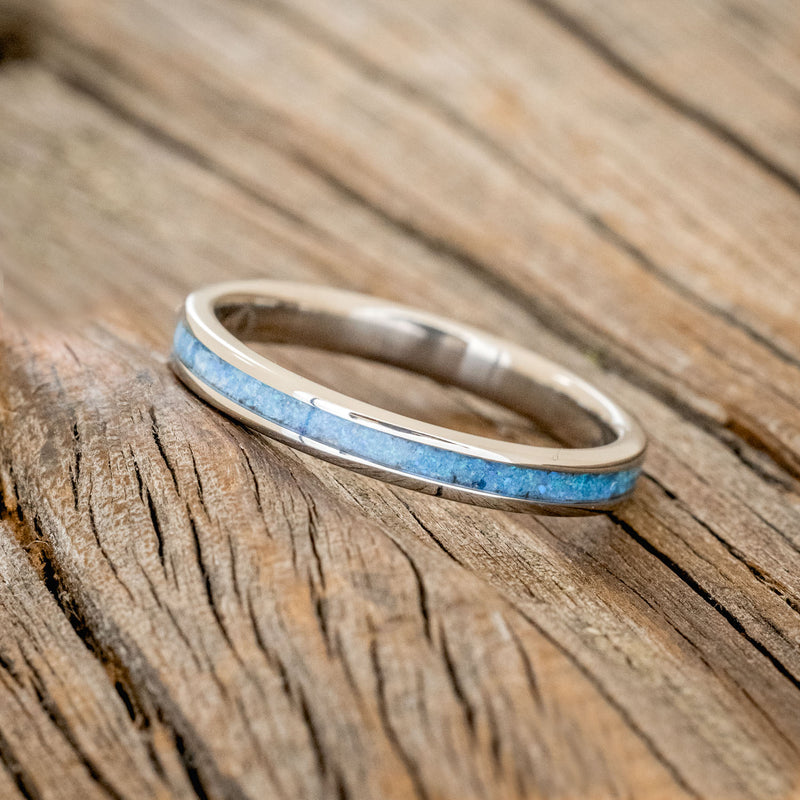 "ETERNA"-  BLUE OPAL STACKING WEDDING BAND - READY TO SHIP