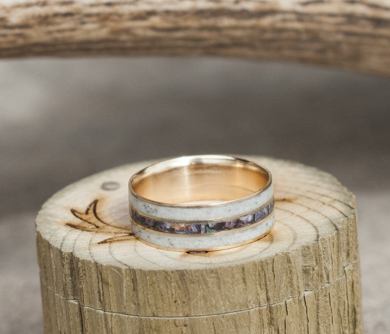 "RIO" MEN'S CAMO WEDDING RING WITH REAL ELK ANTLER