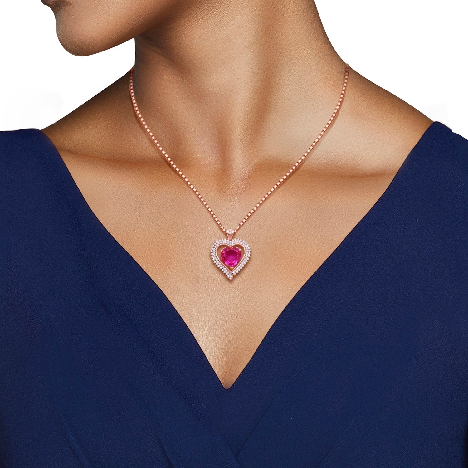 heart shaped pink sapphire necklace