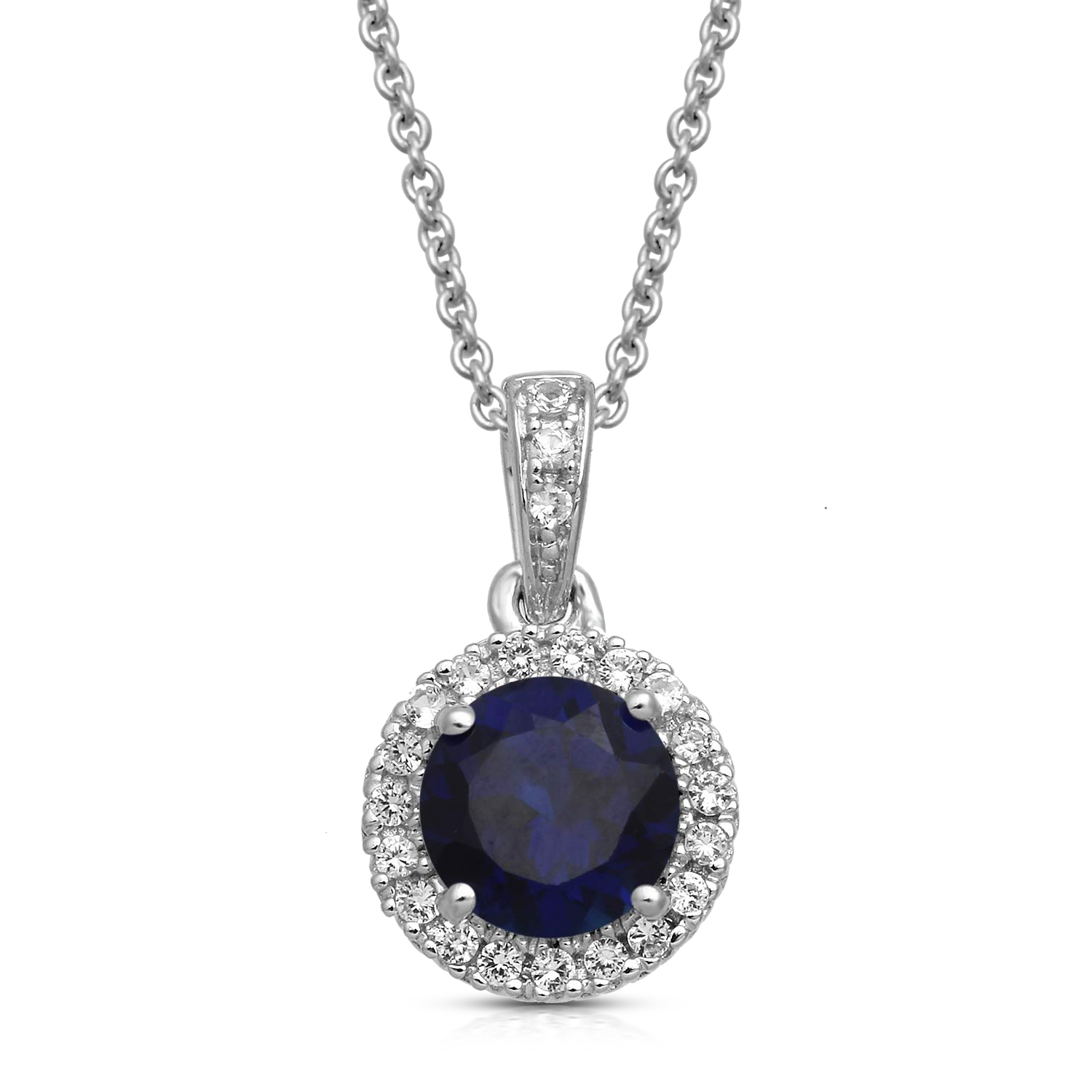 sapphire halo pendant