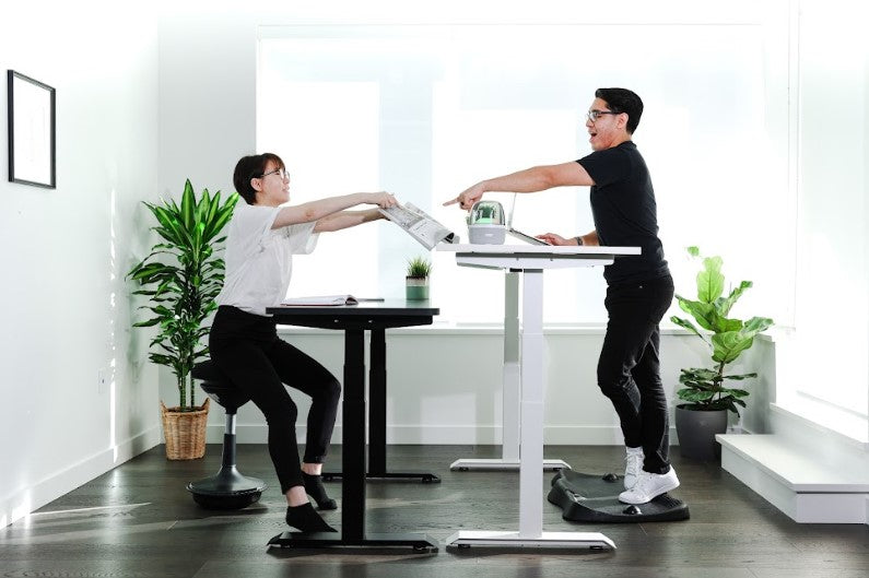 ergonomic workstation with a wobbly stool