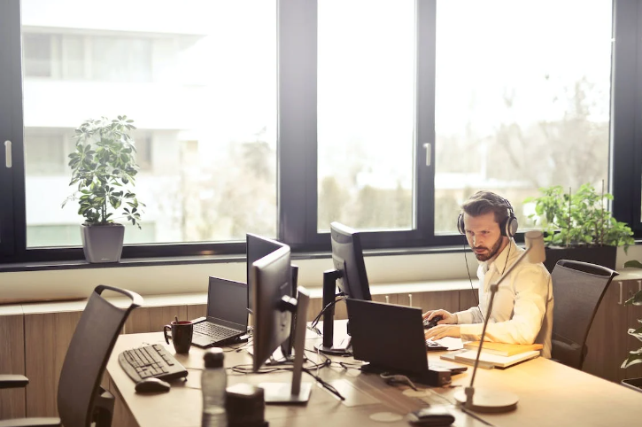 male employee working