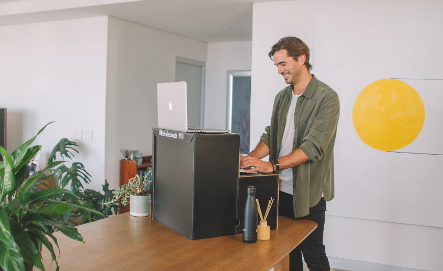 man standing while working