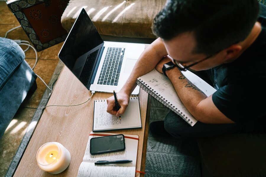 man working on a desk