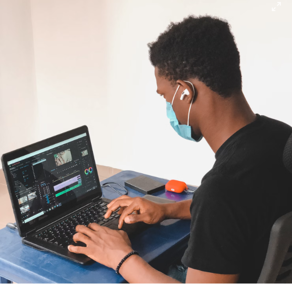 man working on a laptop