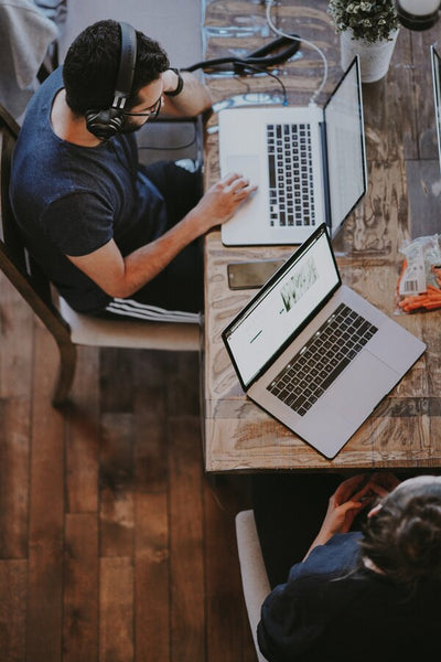 man working on laptop