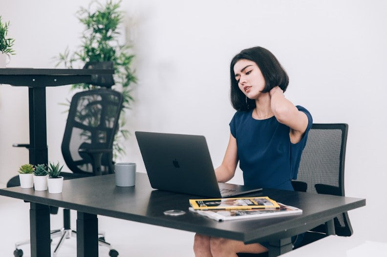 woman suffering from turtleneck syndrome