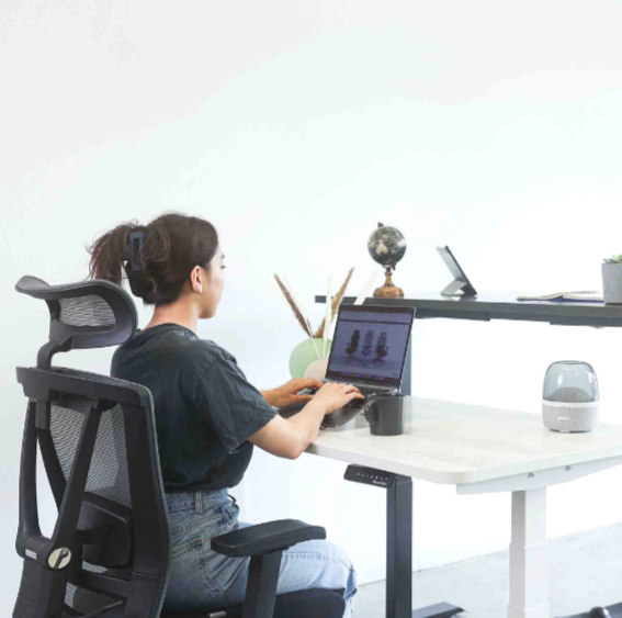 woman working on a desk