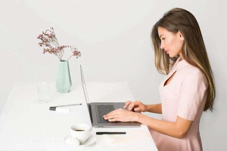 woman working while standing