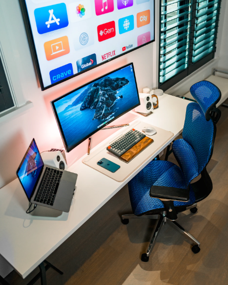 ergonomic workstation with high back chair