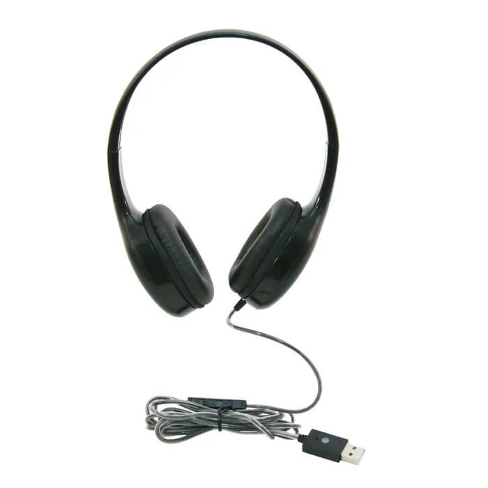 Califone KH-08-MUSB-BK On-Ear Headset with In-Line Microphone USB Black