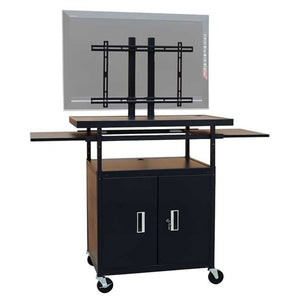 Flat Panel Av Cart With Locking Cabinet Adjustable 34 To 54 Out