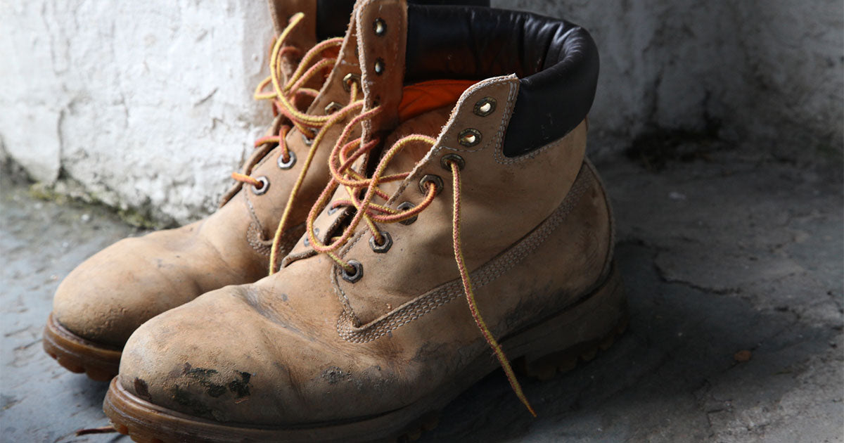 Pair of old brown workboots