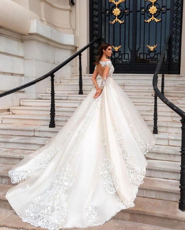AmazingBridal Dresses Sweetheart Appliques Crystal Beading Classic A Line Bridal  Gowns – Ballbella