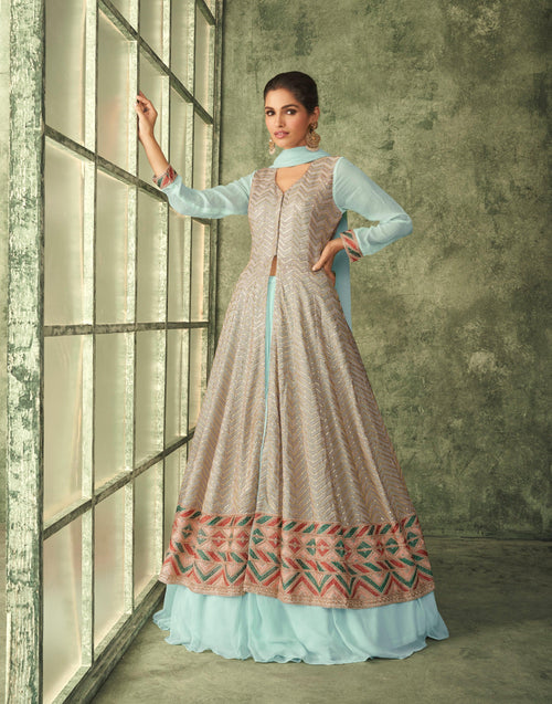 Day Party Wear Front Slit Anarkali Skirt