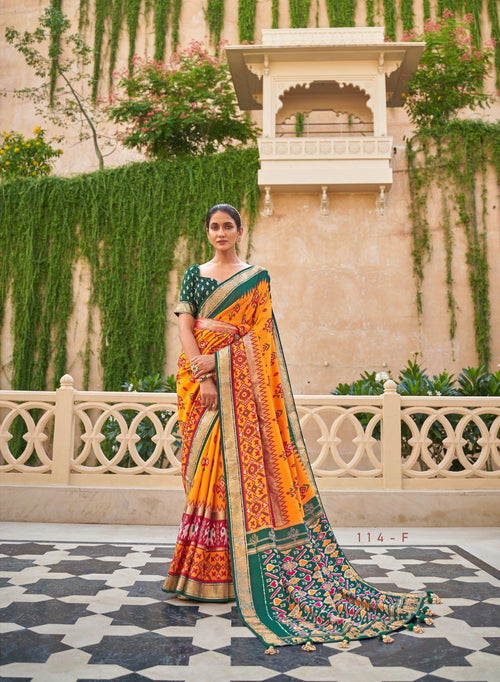 Haldi Function Special Designer Patola Saree