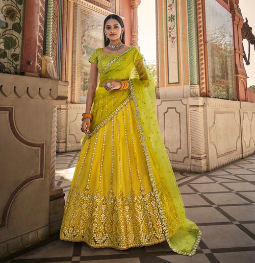 Mehndi Special Nakkashi Designer Lehenga Choli