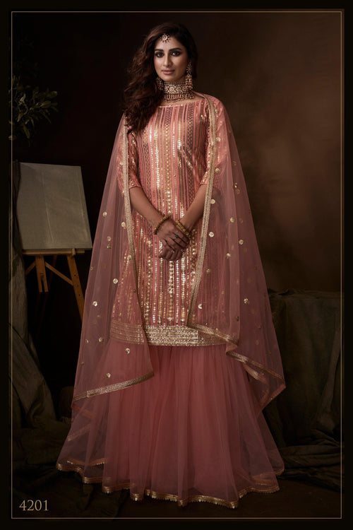 Festival Wear Pink Net Designer Sharara Suit