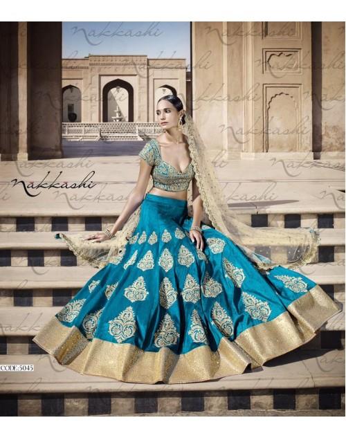 blue color bhagalpuri silk embroided work fancy lahegha choli -  kalakarcreation - 1445477