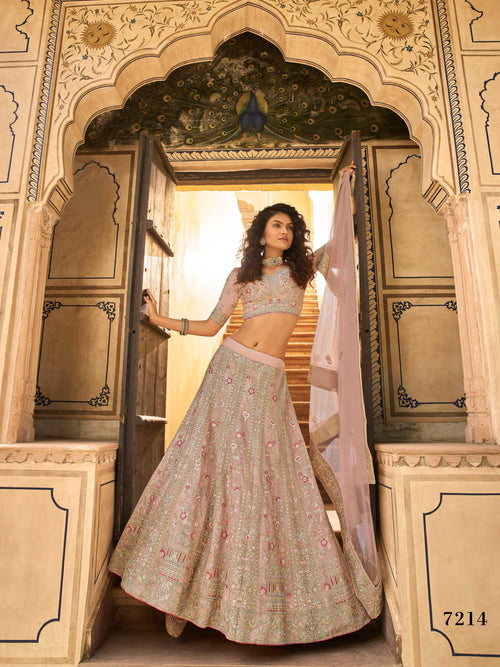 Navy Blue Lehenga Metallic Foil Printed Work With Koti Lehen