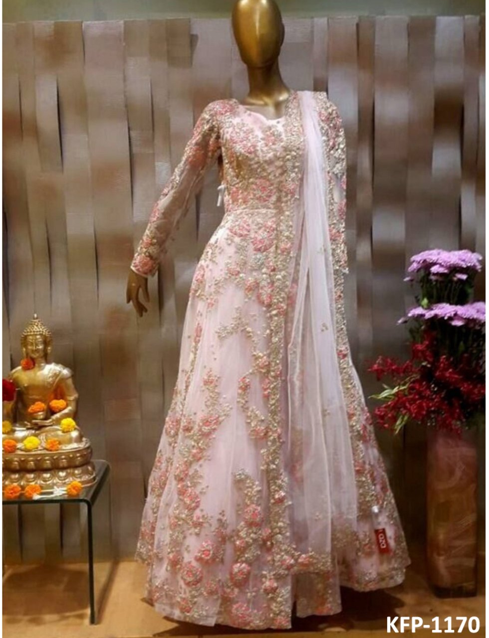 pink indo western gown