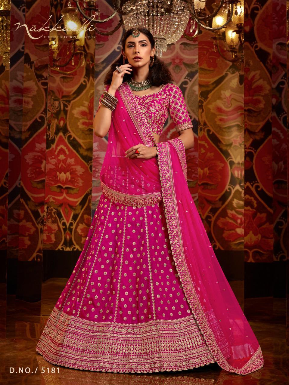 Rani Pink Embroidered Banarasi Silk Bridal Lehenga Set | Lehenga, Lehenga  choli, Silk lehenga