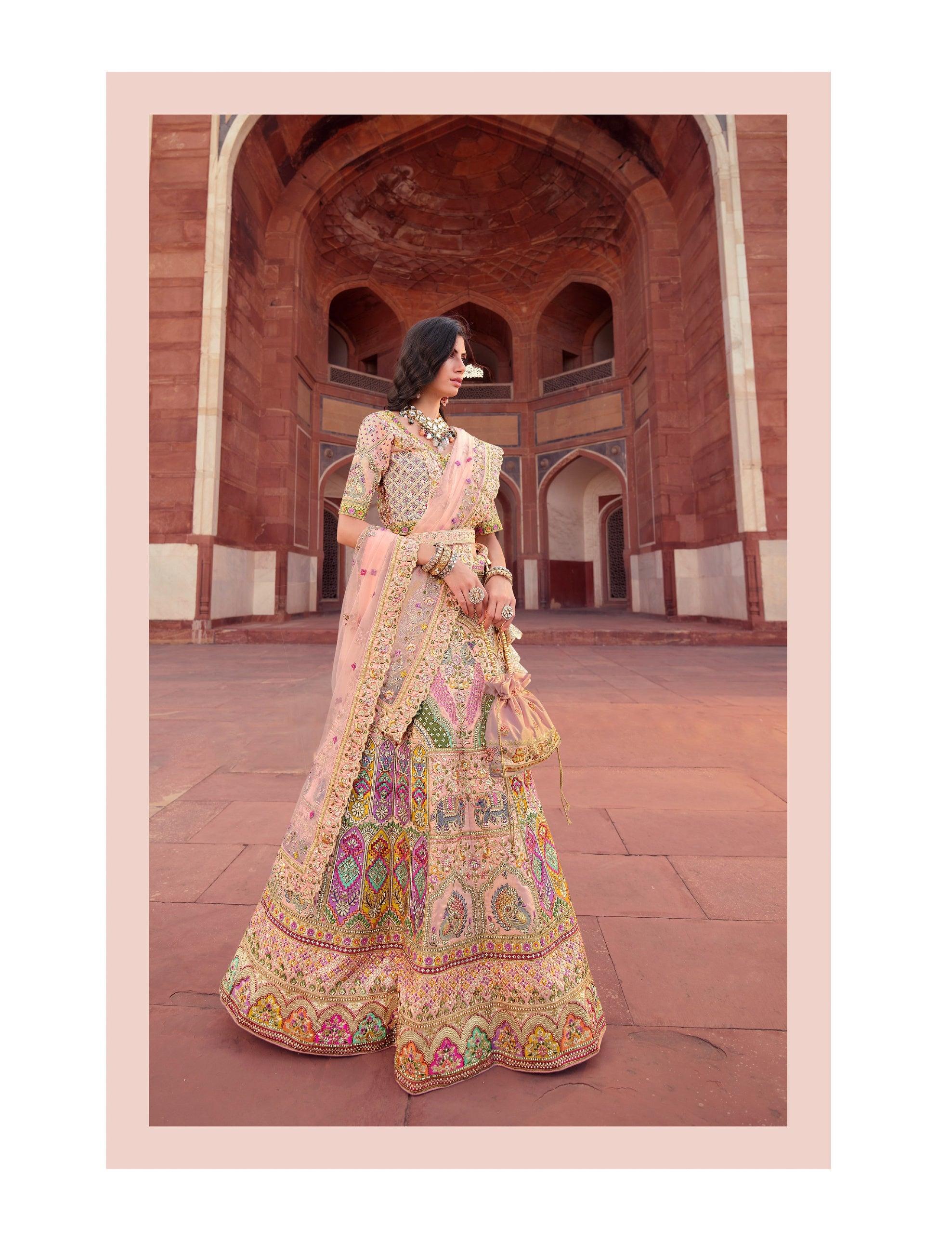 Punjabi Bride Wears Baby Pink 'Lehenga', Sporting A Double 'Kaleera' Look  For Her Wedding