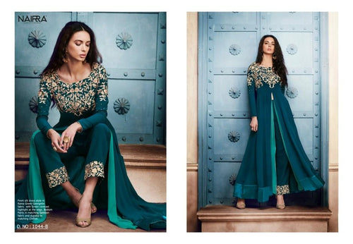 Party Wear NAK1044B Designer Rama Green Georgette Silk Floor Length Dress Anarkali