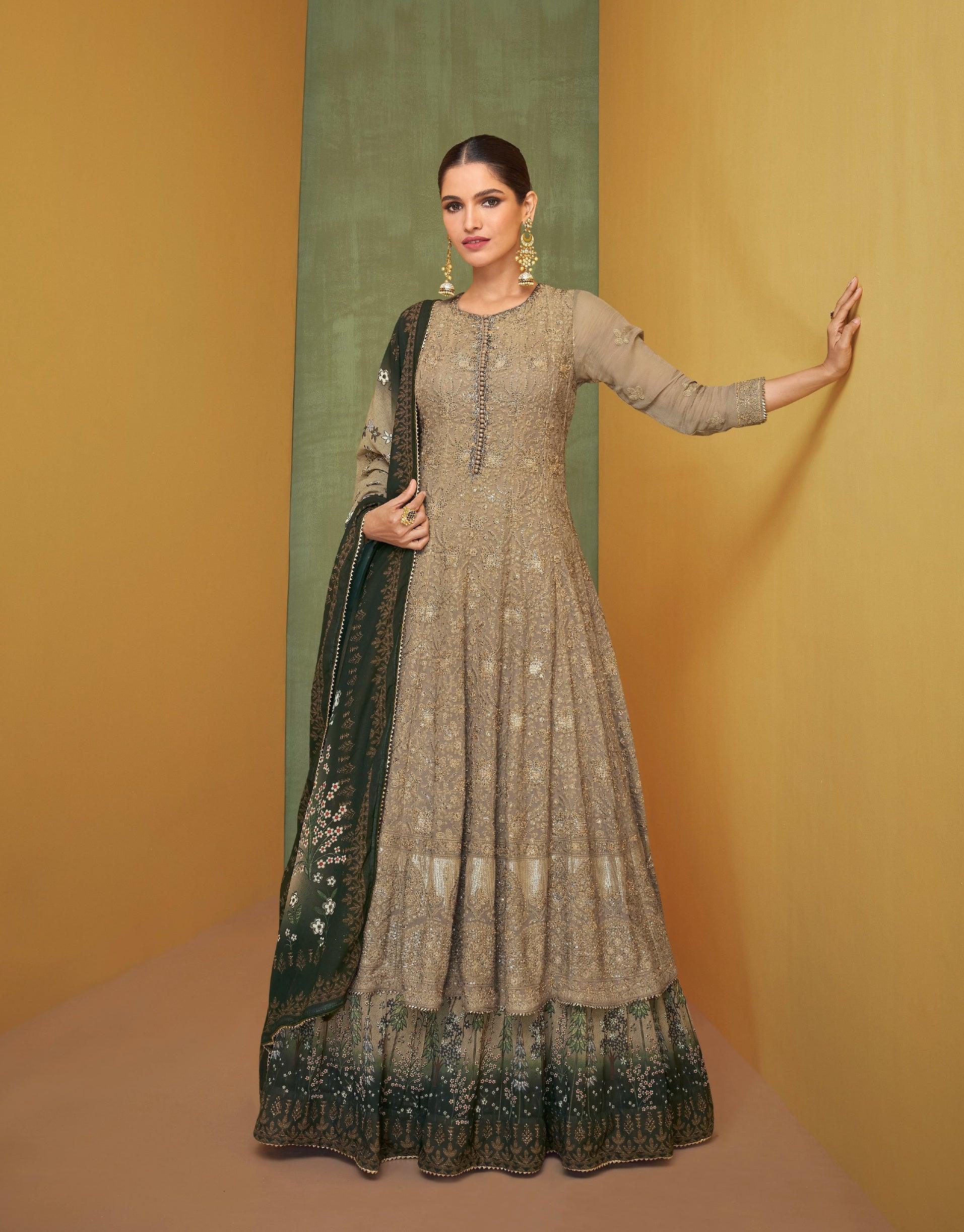 Blue & Pink Designer Jacquard Silk Party Wear Anarkali Gown | Saira's  Boutique