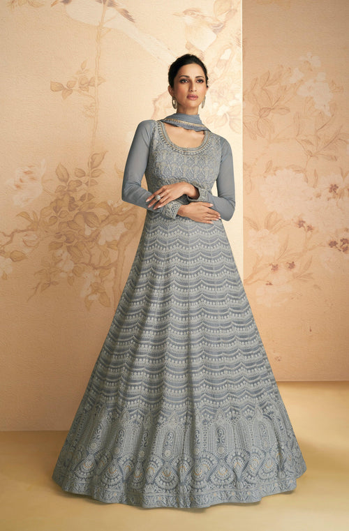 Designer Indo Western Lucknowi Embroidered Gown