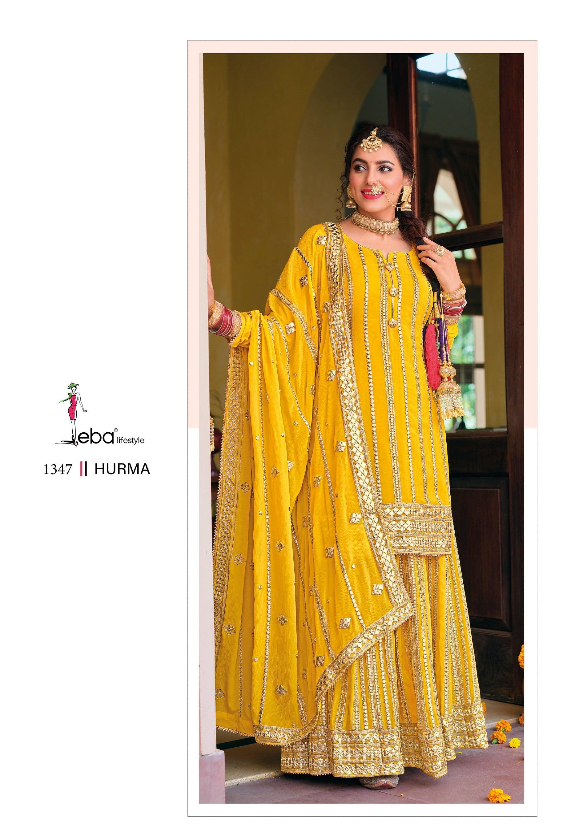 Haldi Special Mustard Yellow Embroidered Sharara Salwar Suit