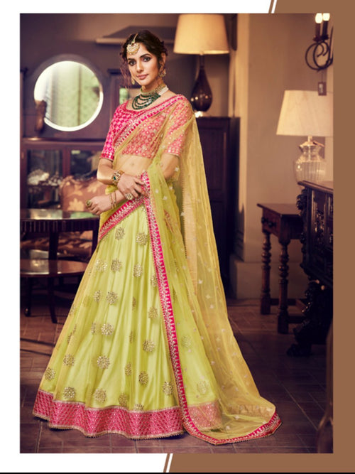 Splendid Nakkashi NAK4164 Bridal Liril Green Net Lehenga Choli