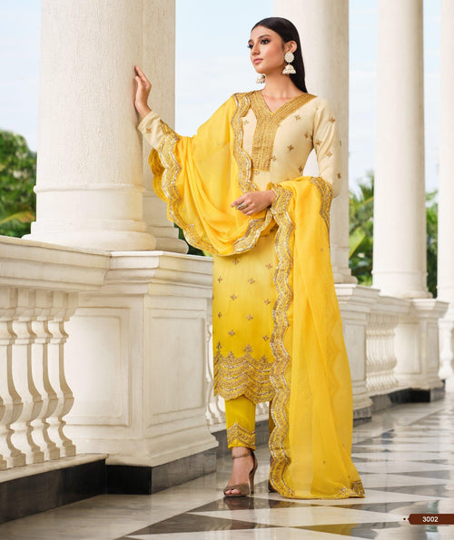 Buy Embroidered Yellow Salwar Suit : 259699 - Salwar Kameez