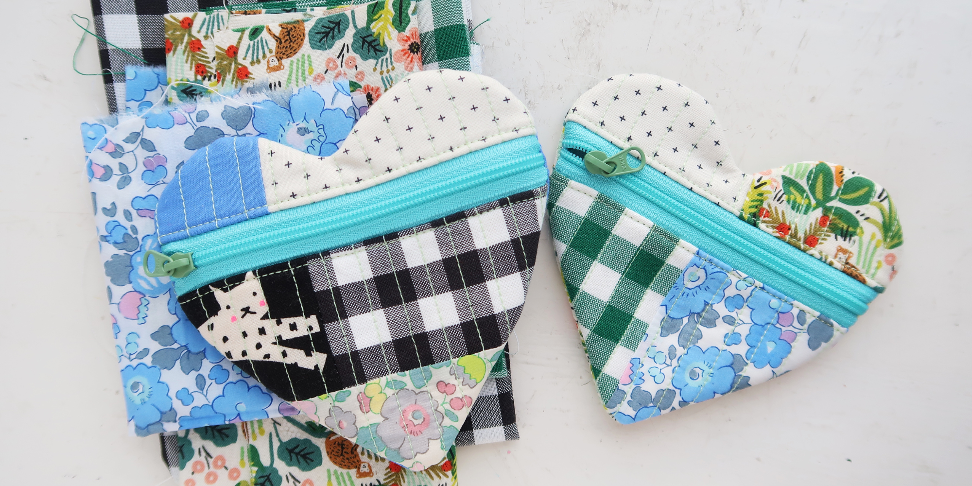 heart shaped zipper pouch - sewing pattern and video tutorial for beginners