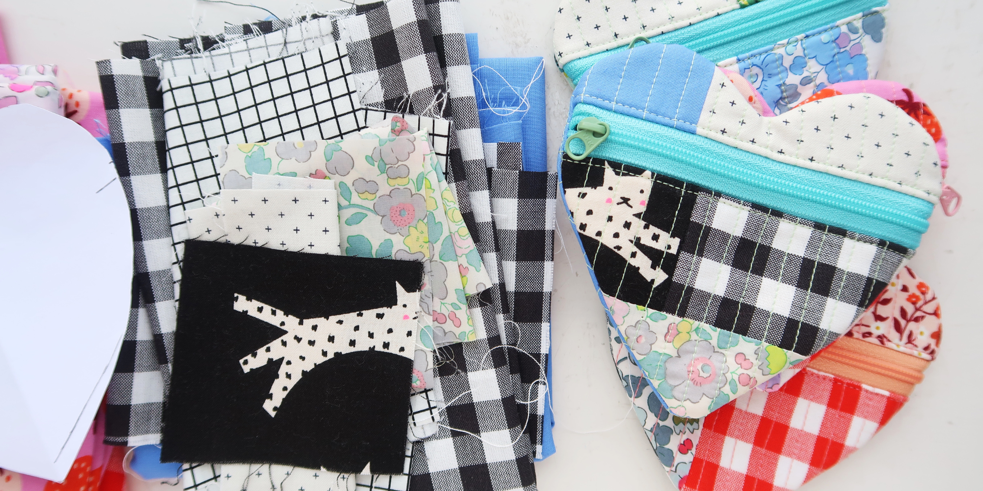 heart shaped zipper pouch - sewing pattern and video tutorial for beginners