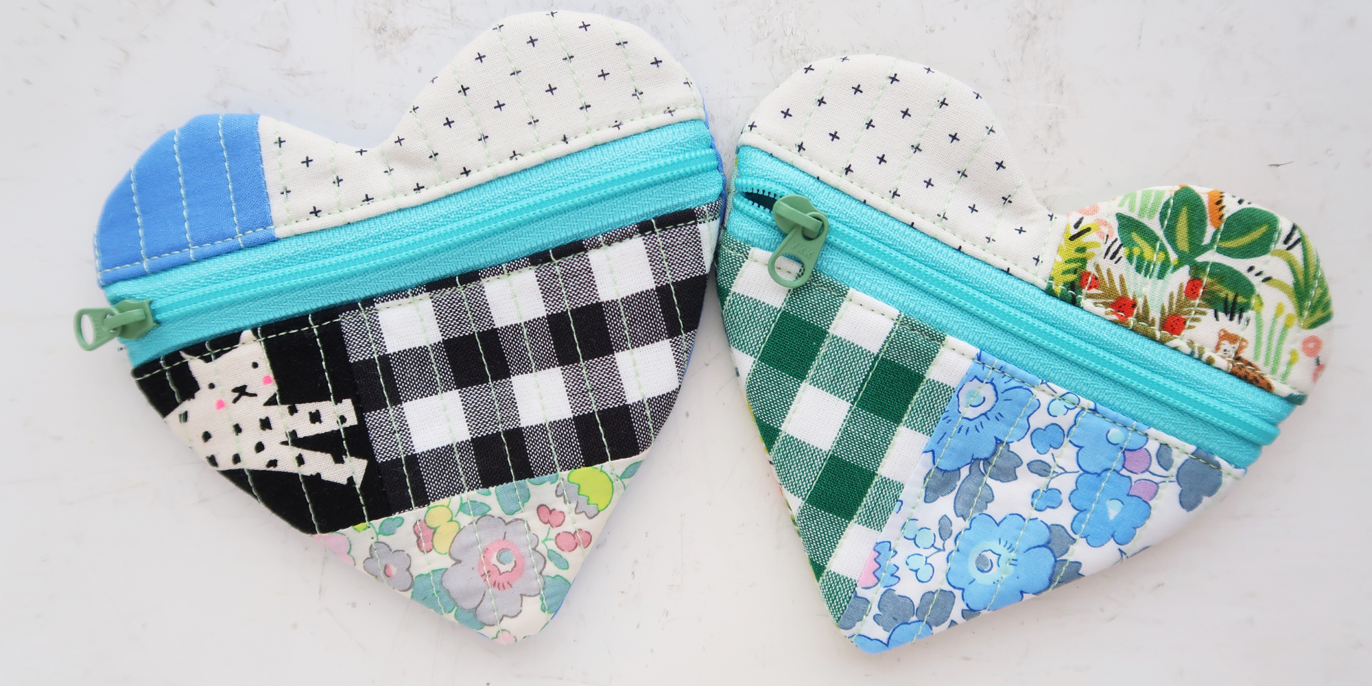 heart shaped zipper pouch - sewing pattern and video tutorial for beginners