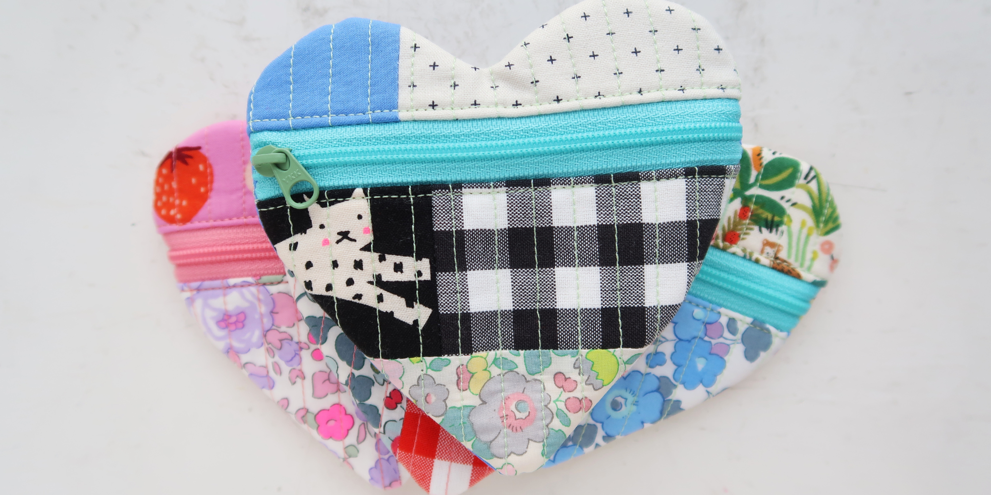 heart shaped zipper pouch - sewing pattern and video tutorial for beginners