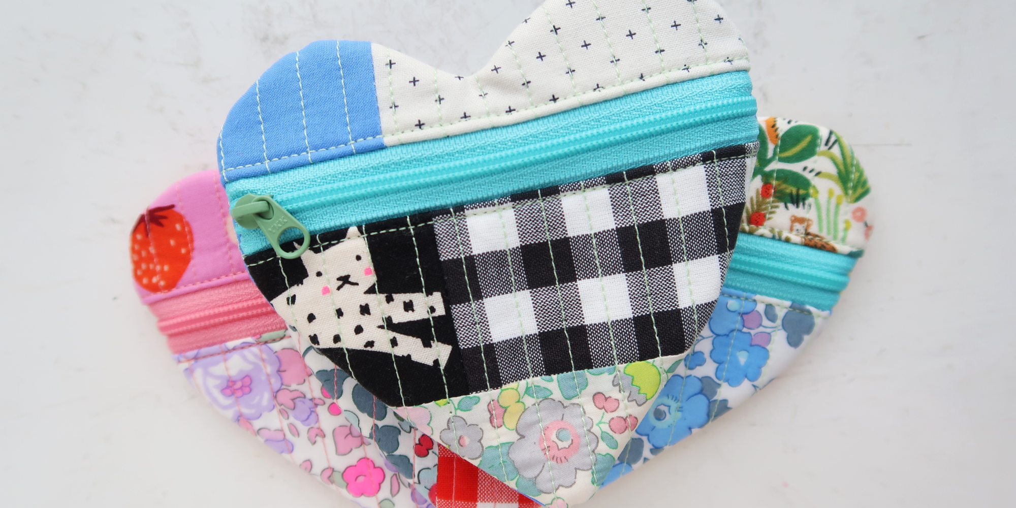 heart shaped zipper pouch - sewing pattern and video tutorial for beginners