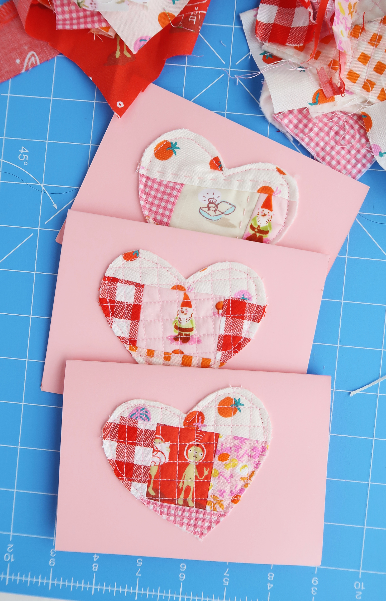 DIY fabric cards for Valentine's Day