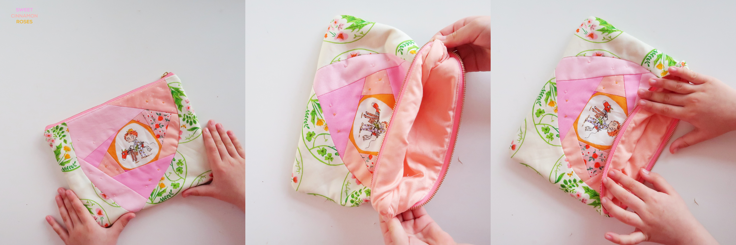 Sweet Cinnamon Roses - Improv Piecing, step-by-step sewing pattern