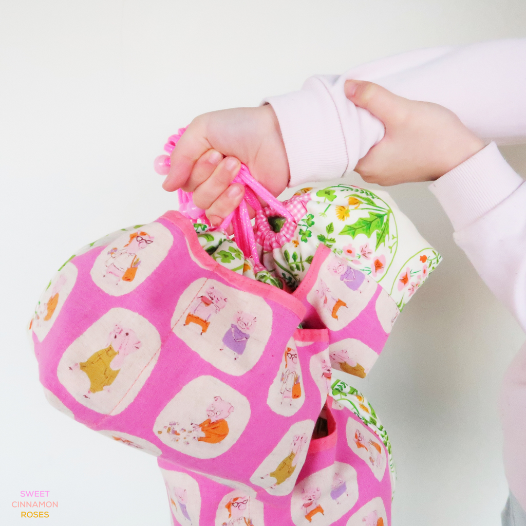 Sweet Cinnamon Roses - Wee Braw Bag, step-by-step sewing pattern