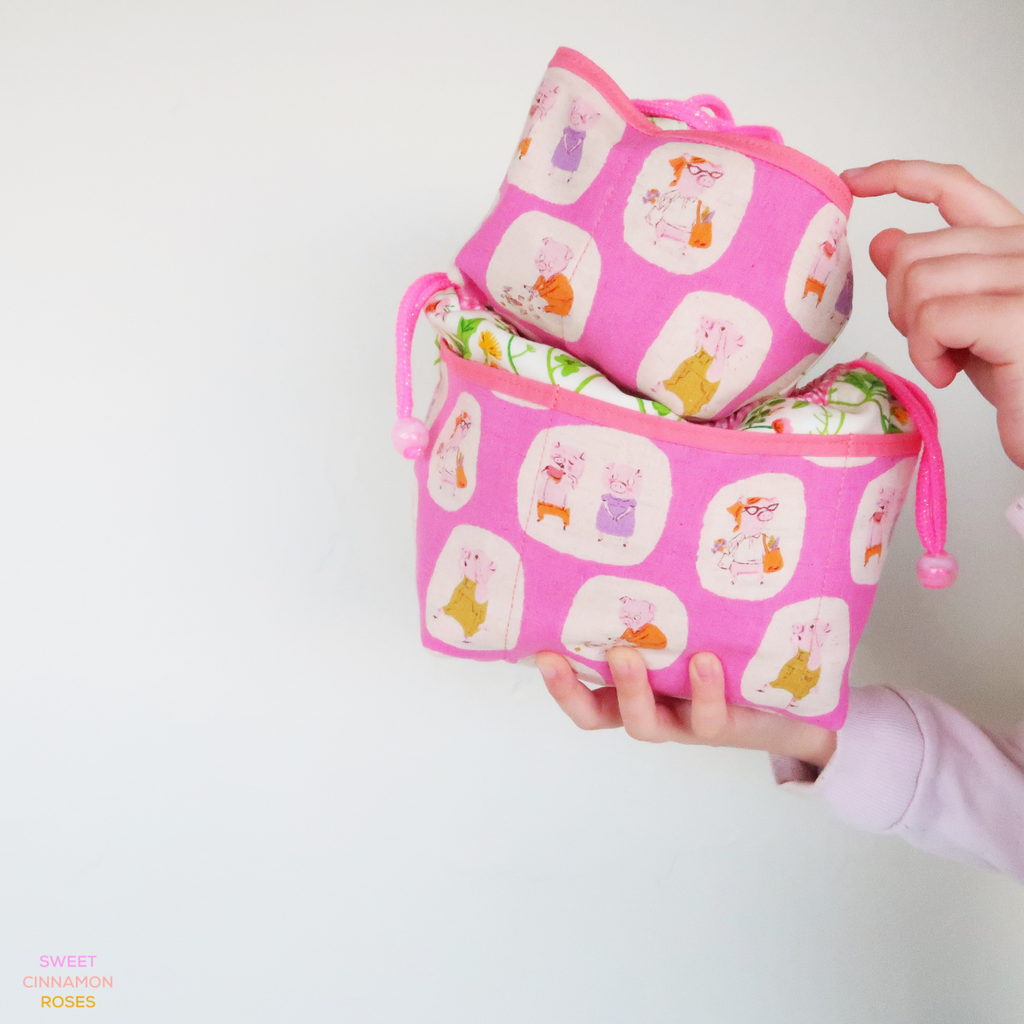 Sweet Cinnamon Roses - Wee Braw Bag, step-by-step sewing pattern