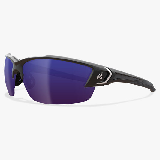Edge Defiance Wayfarer Style Safety Sunglasses, Blue Mirror Lenses, ANSI/ISEA Z87, Non-Slip, Anti-Scratch