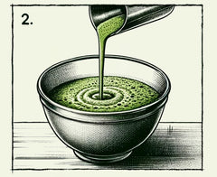 Rezept: Matcha Latte wie bei Starbucks, Schritt 2 Wasser hinzufügen und Matcha auflösen