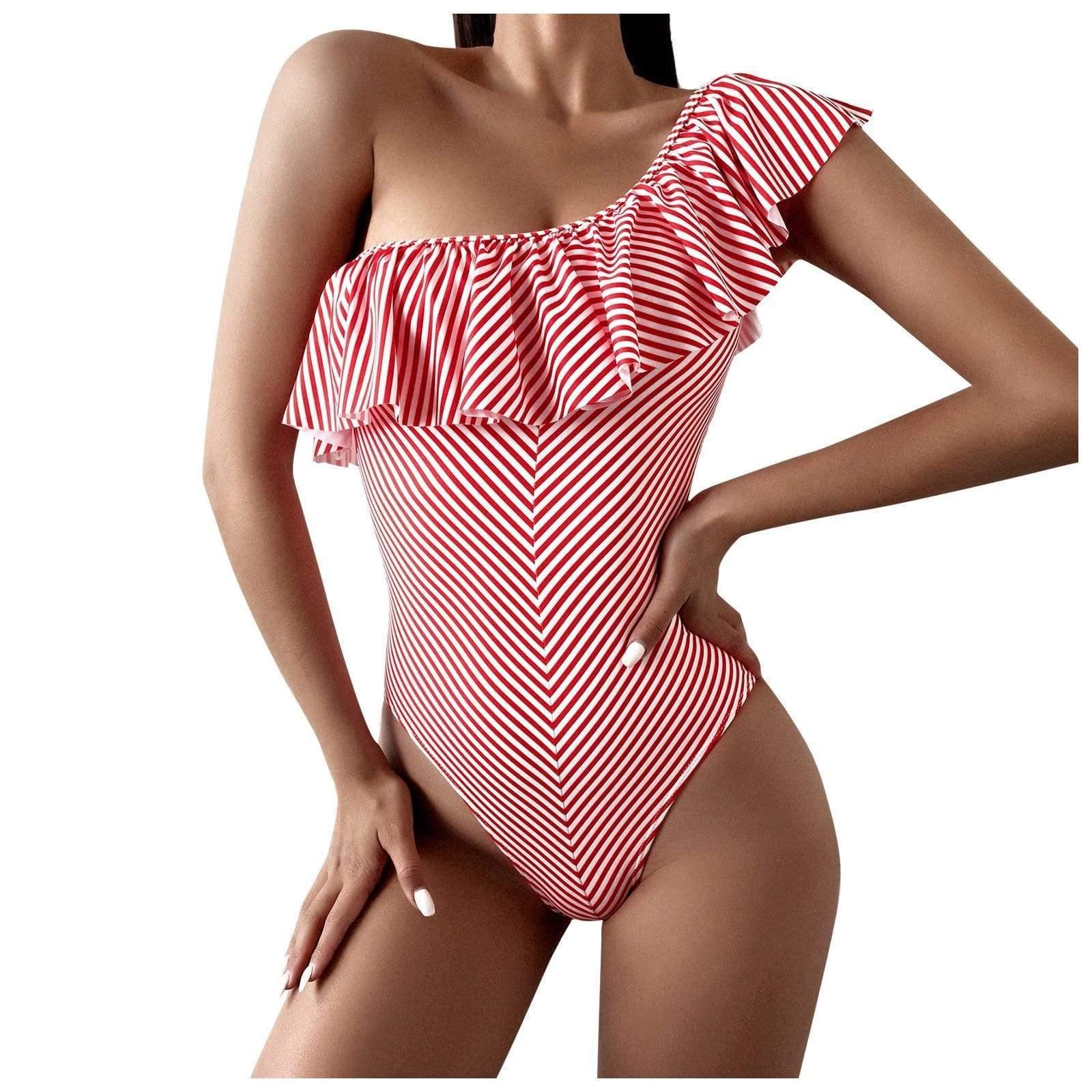 Hot Stripe Bathing Suit One Piece Swimsuit