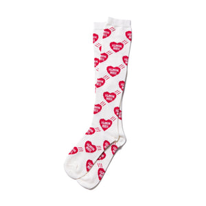 human made long heart pattern socks (red)
