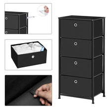 Load image into Gallery viewer, On amazon songmics 4 tier dresser drawer unit cabinet with 4 easy pull fabric drawers storage organizer with metal frame and wooden tabletop for living room closet hallway black ults04h