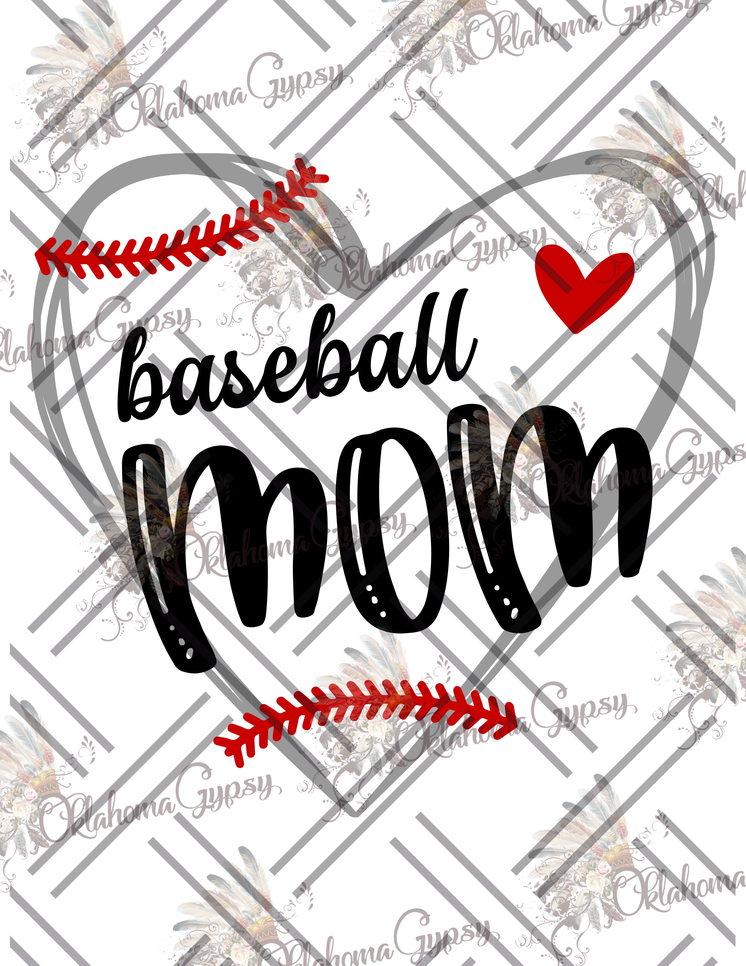 Download Baseball Mom Heart Digital File Oklahoma Gypsy Designs