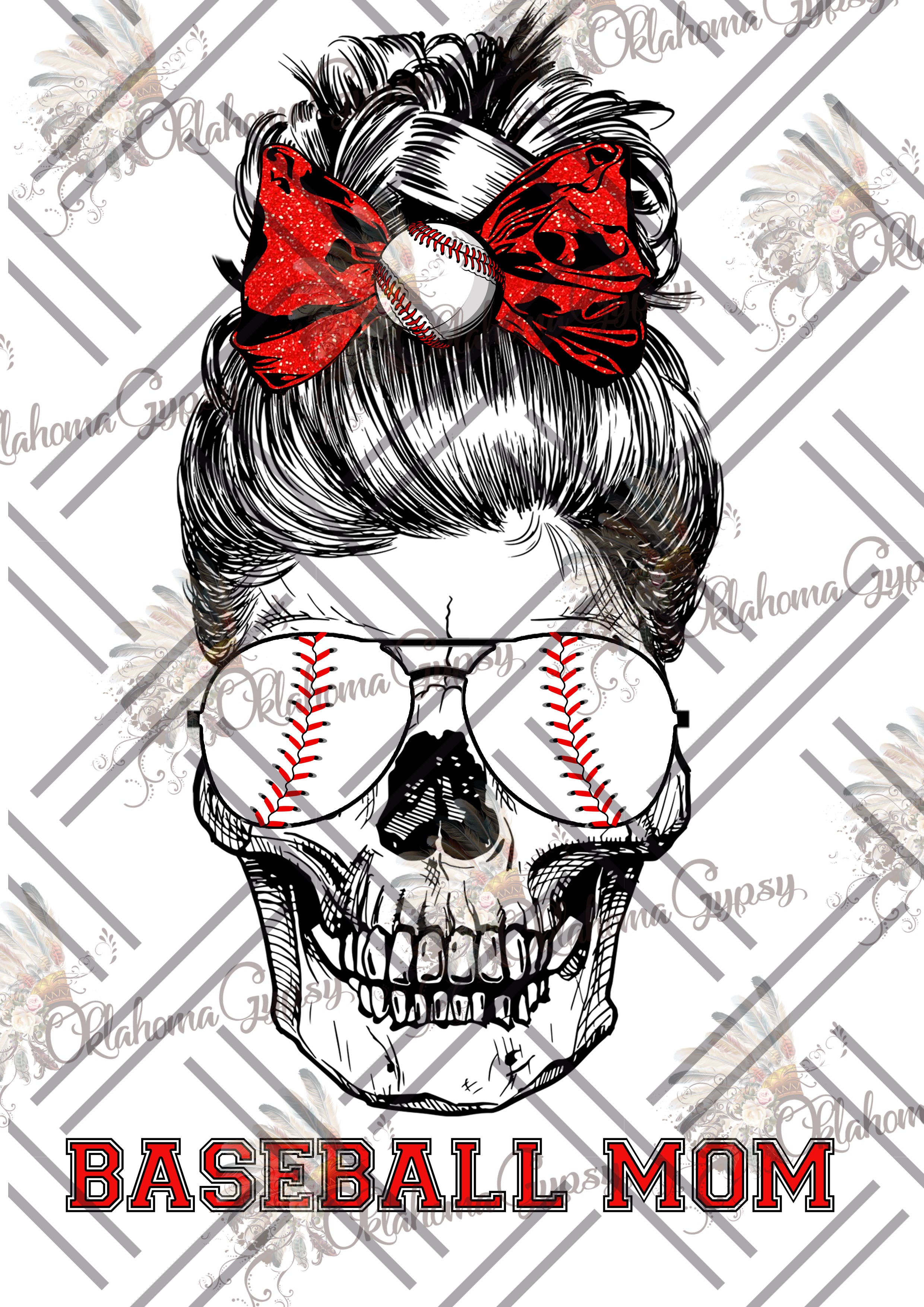 Download Baseball Mom Messy Bun Skeleton Digital File Oklahoma Gypsy Designs