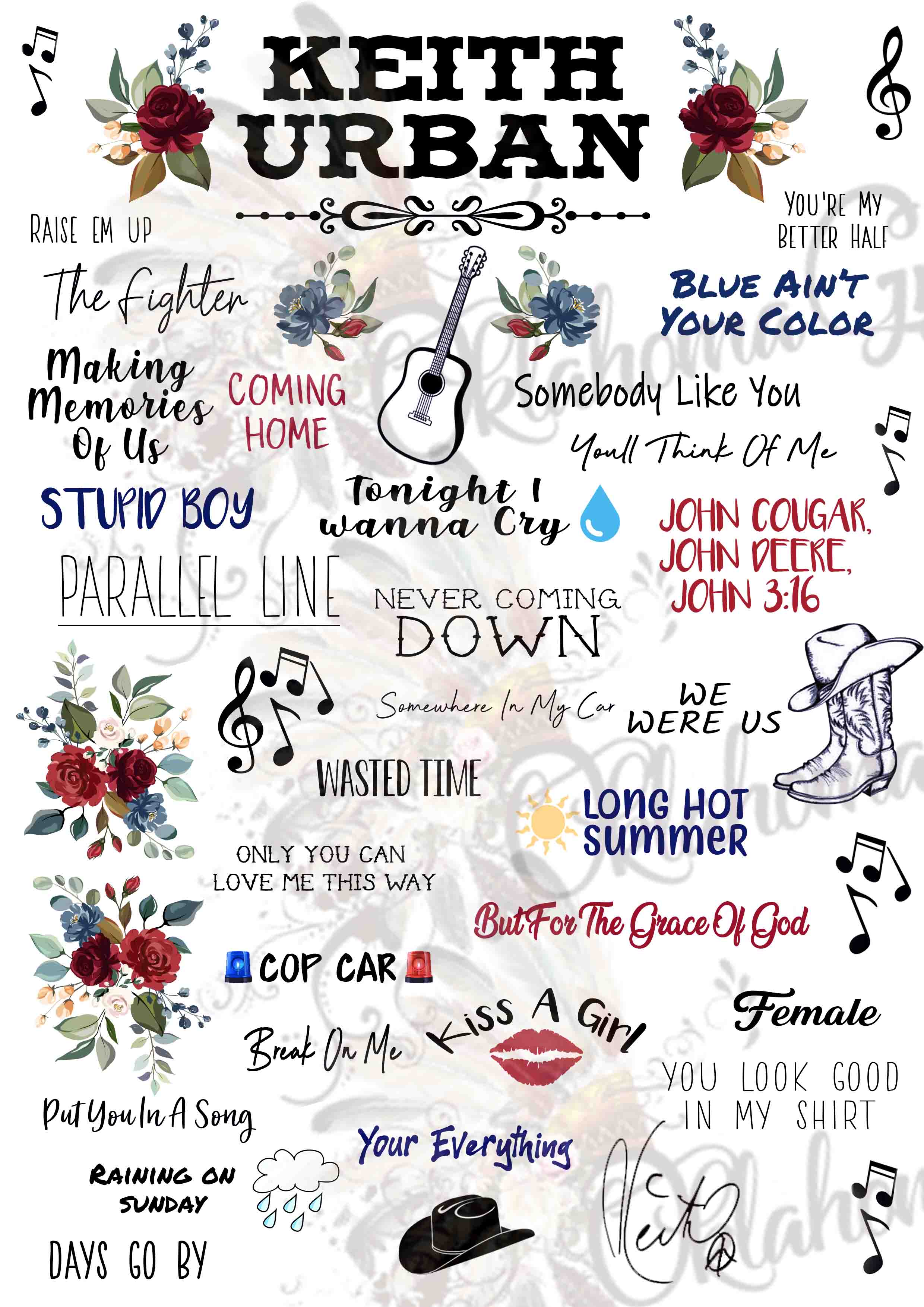 Download Keith Urban Inspired Top Hits Digital File Oklahoma Gypsy Designs